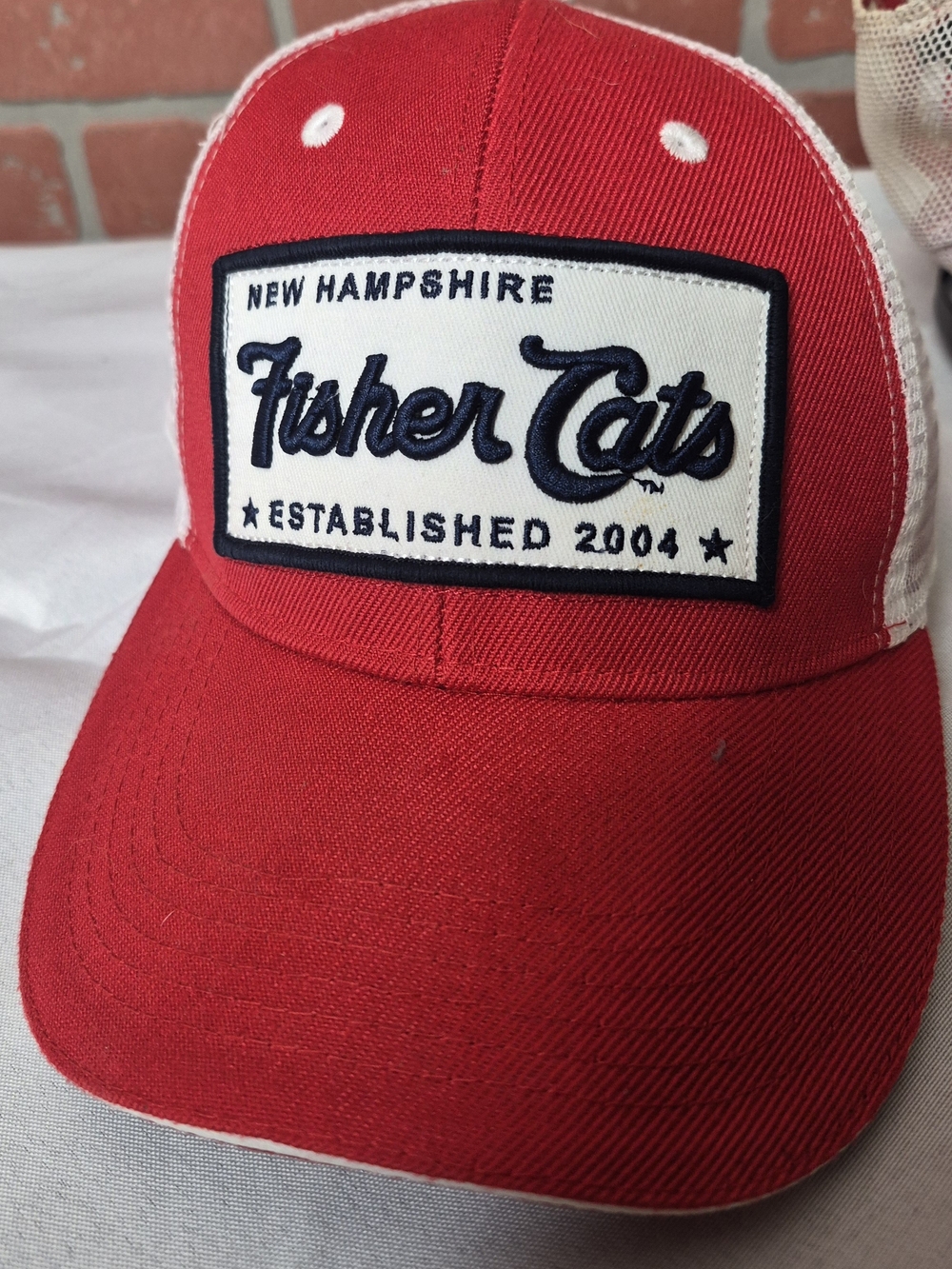 Red Trucker Hat with Patch - New Hampshire